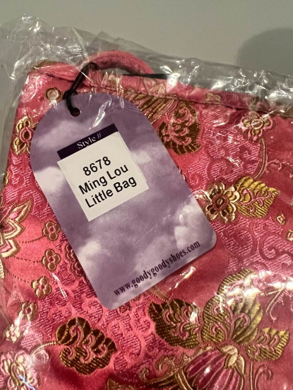 NWT Goody Goody Pink Silk Brocade Rosette Floral Mini Crossbody Bag - Picture 4 of 4